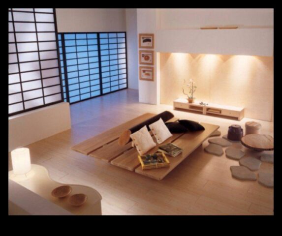 Дзен в съответствие с японския декор за всекидневна