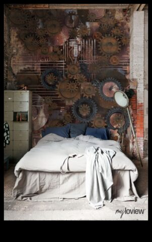 Античен бизнес декор за спалня със стиймпънк акценти