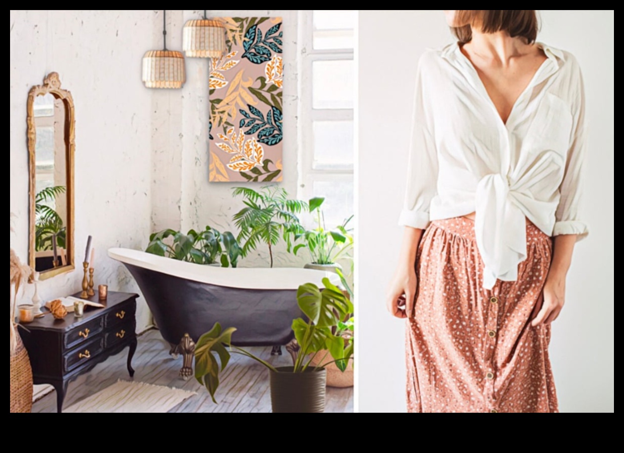 Какви са някои идеи за бохемски декор за баня с еклектични бохо елементи?